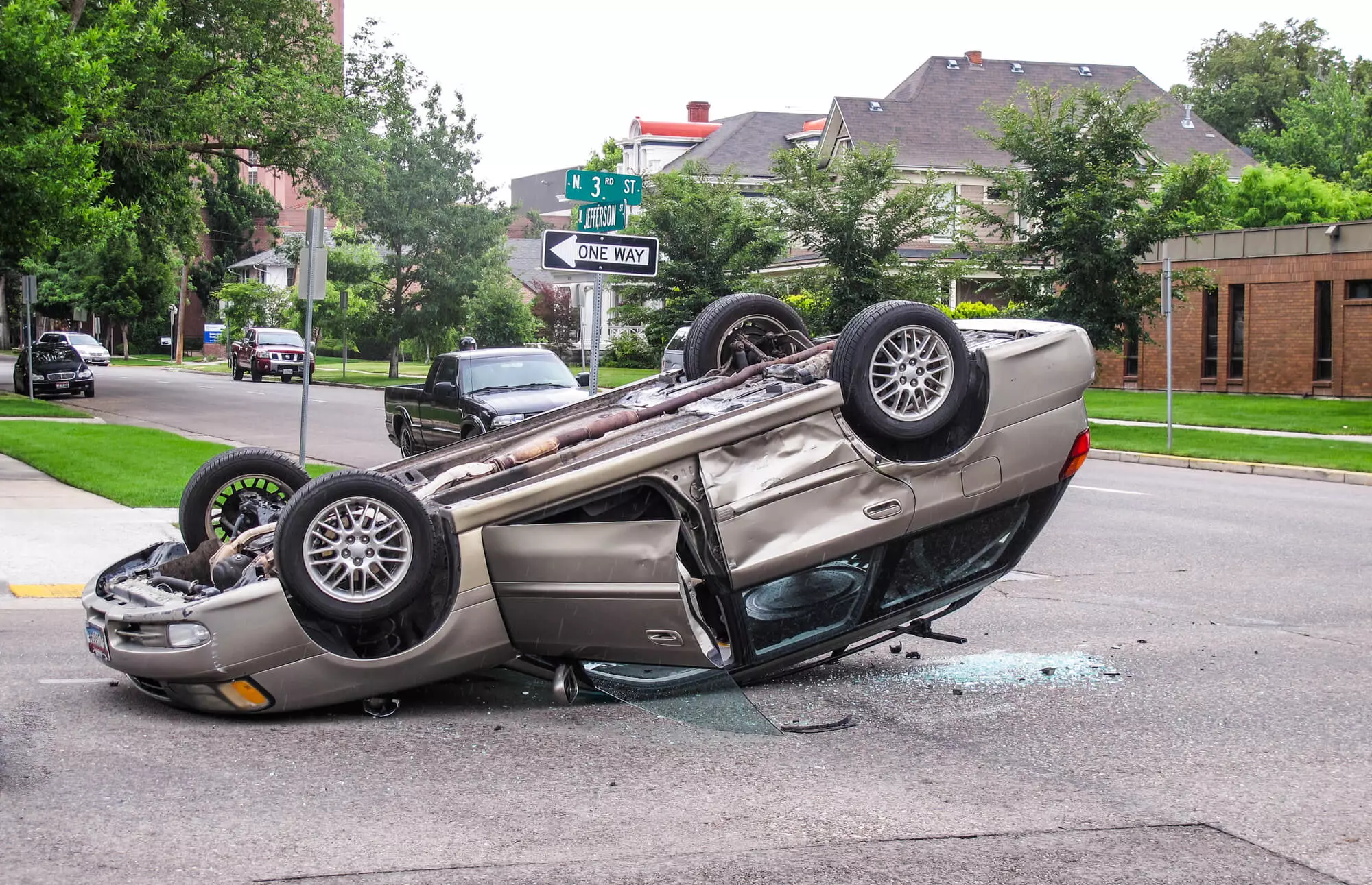 long island roll over car accident