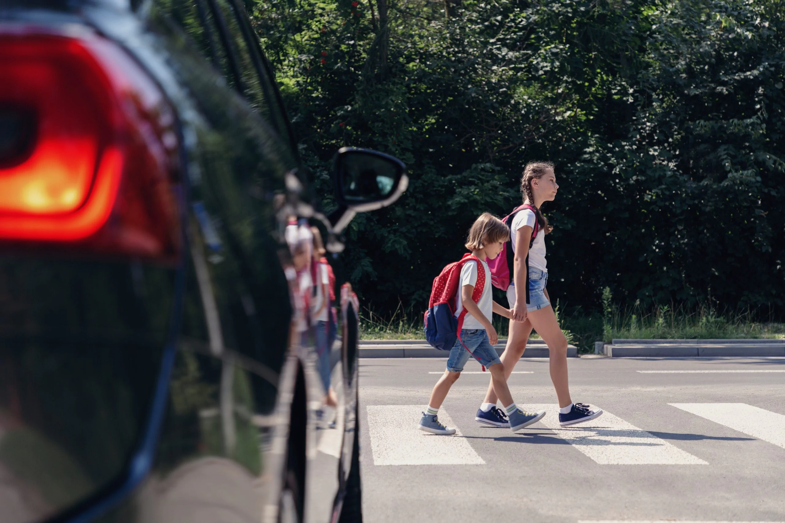 Crosswalk accident. Pedestrian walk crossing - Stock