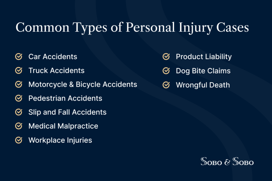 Infographic showing the most common types of personal injury case