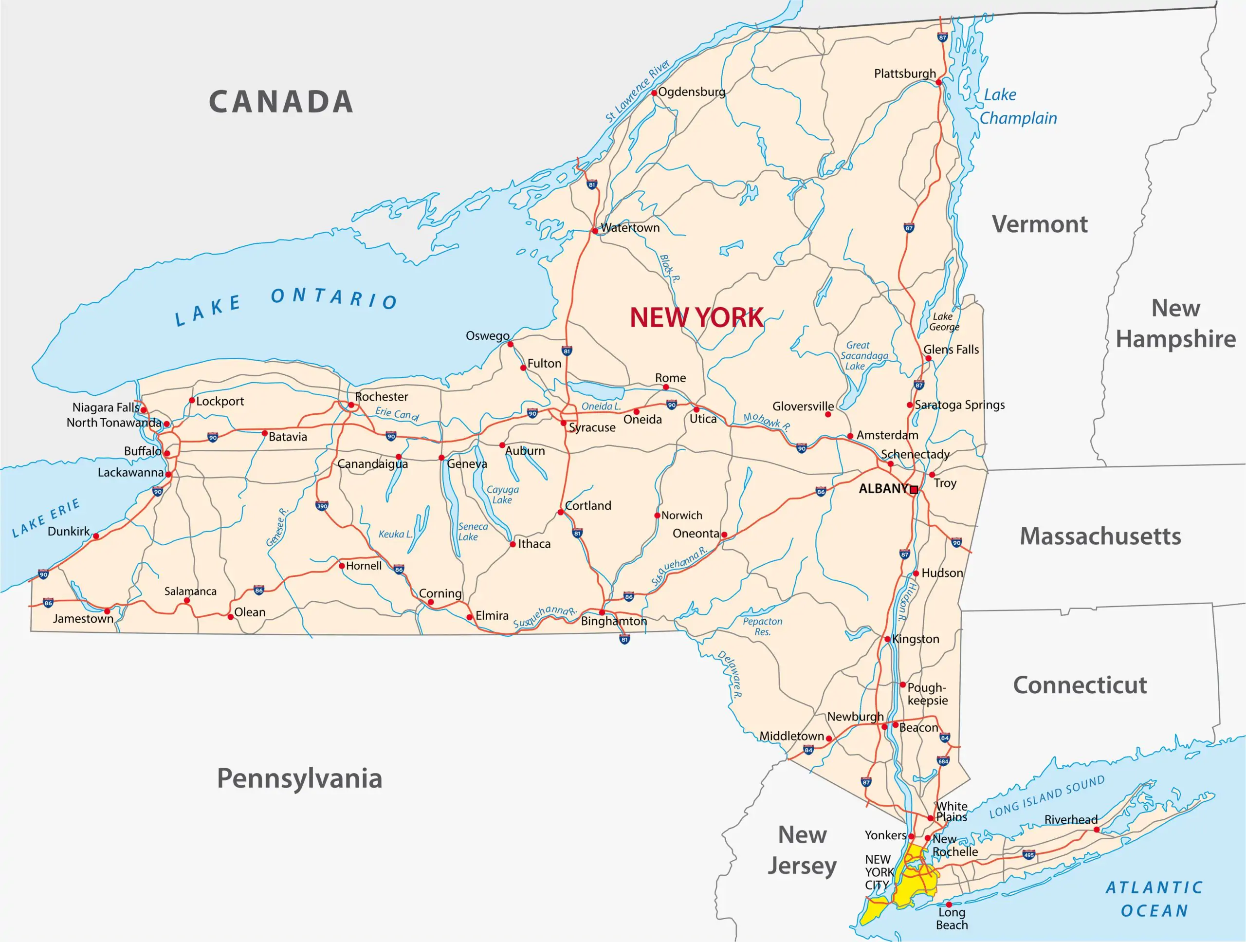 map of the most dangerous highways in new york