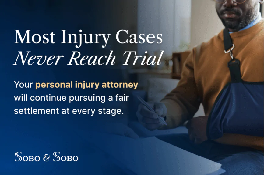 Personal injury client reviewing settlement documents with their attorney.